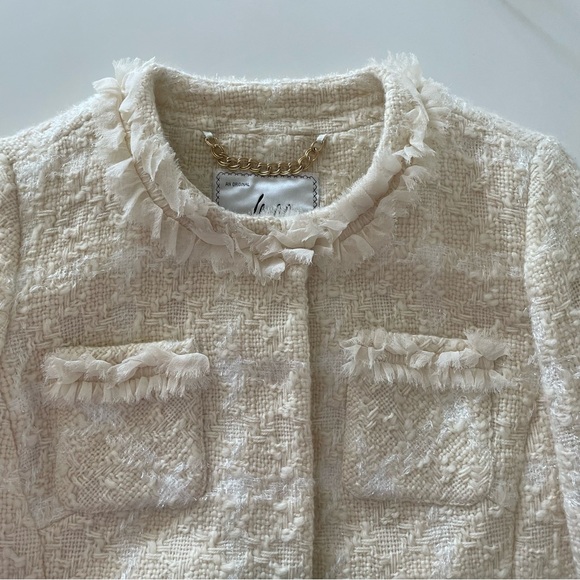 Milly of New York Women's Cream Boucle Fitted Blazer Four Pockets Size 4 - Picture 5 of 7